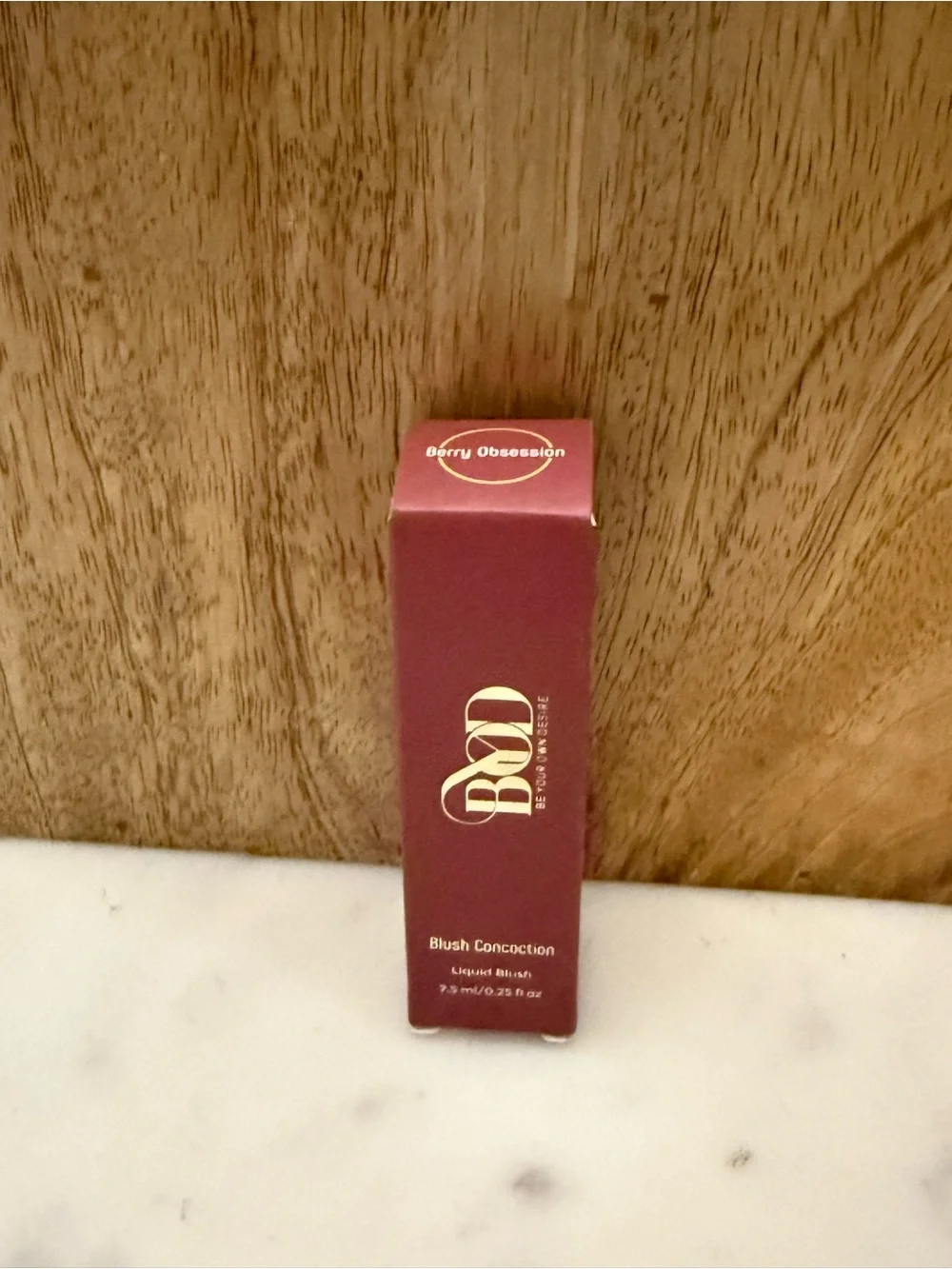 Plum-Colored Cosmetic Box with Gold Emblems